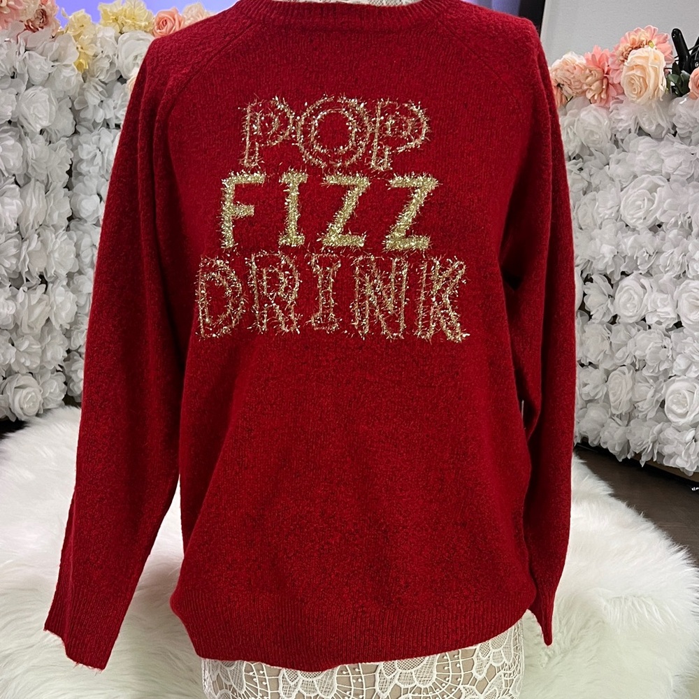 Torrid Red Pop Fizz Drink Sweater